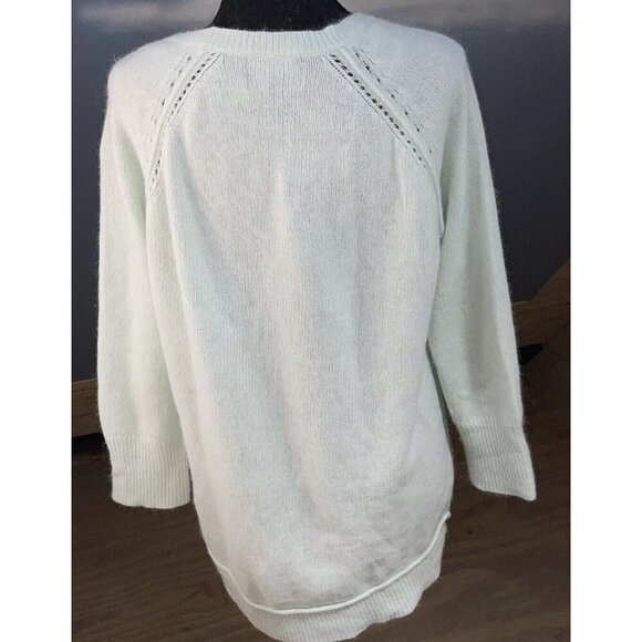 Cynthia Rowley Women L Seafoam Green Angora Rabbit Hair Nylon Knit Soft Sweater - Picture 7 of 10